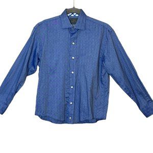 Thomas Dean Boys Blue Button Down Dress Shirt, Size M 10/12